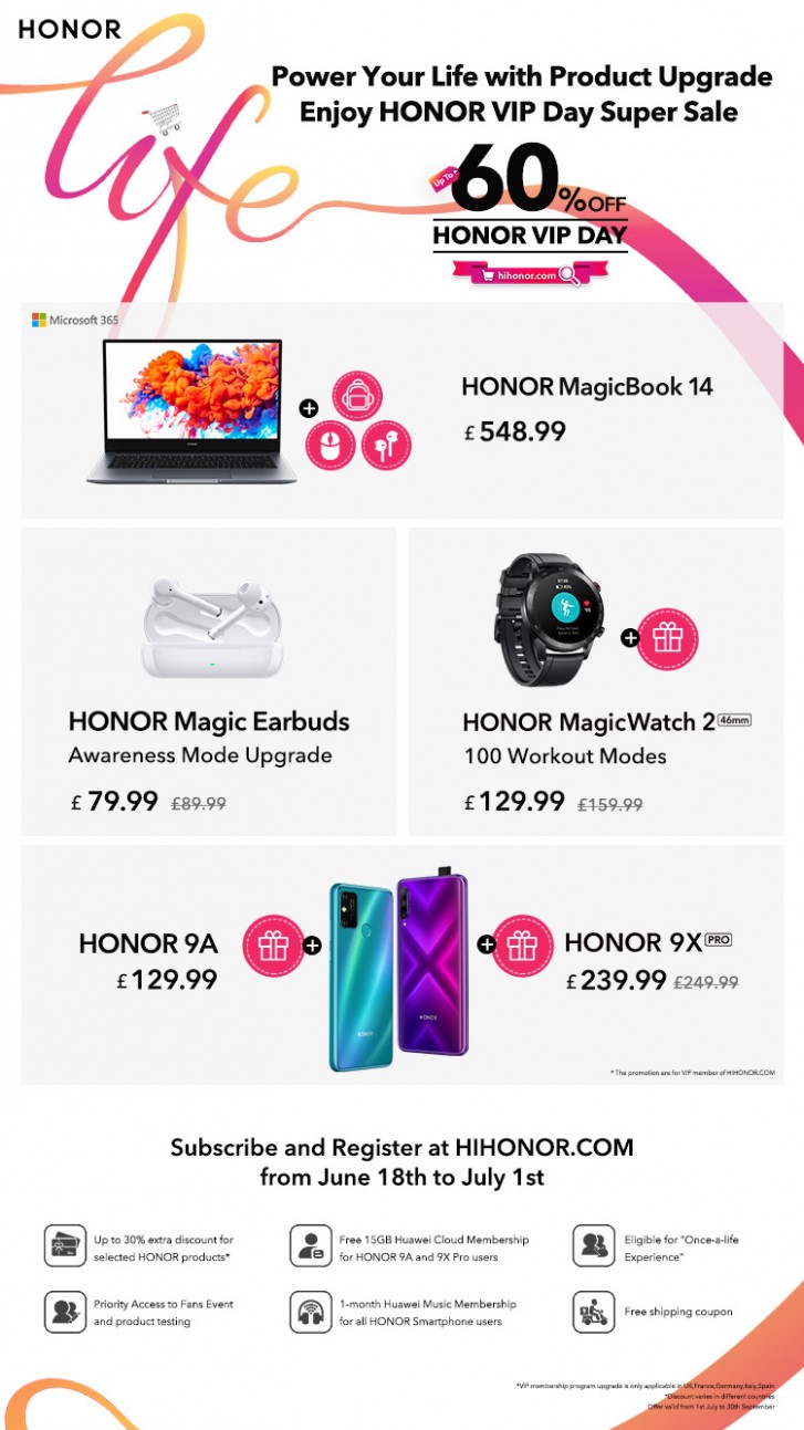 Honor 9A sera disponible en Europe à partir du 1er juillet, Honor organise une journée de vente VIP