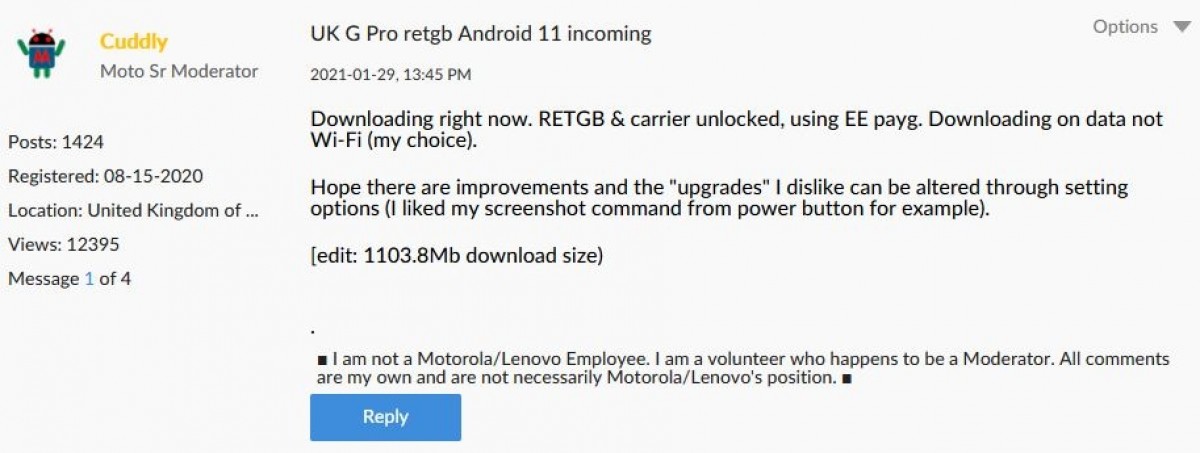 Le Motorola Moto G Pro reçoit maintenant une mise à jour Android 11