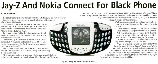 Article de Billboard de 2003 sur la collaboration de Nokia avec Jay-Z