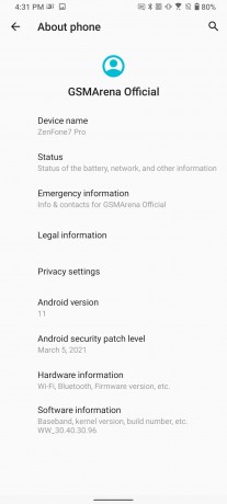 Mise à jour Asus Zenfone 7/7 Pro Android 11