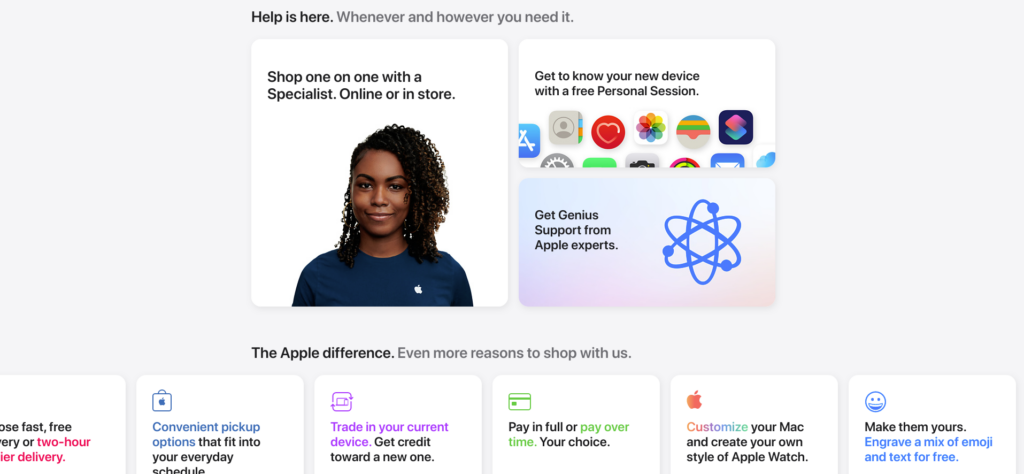 Section d'aide de la nouvelle mise à jour de l'Apple Store 2021