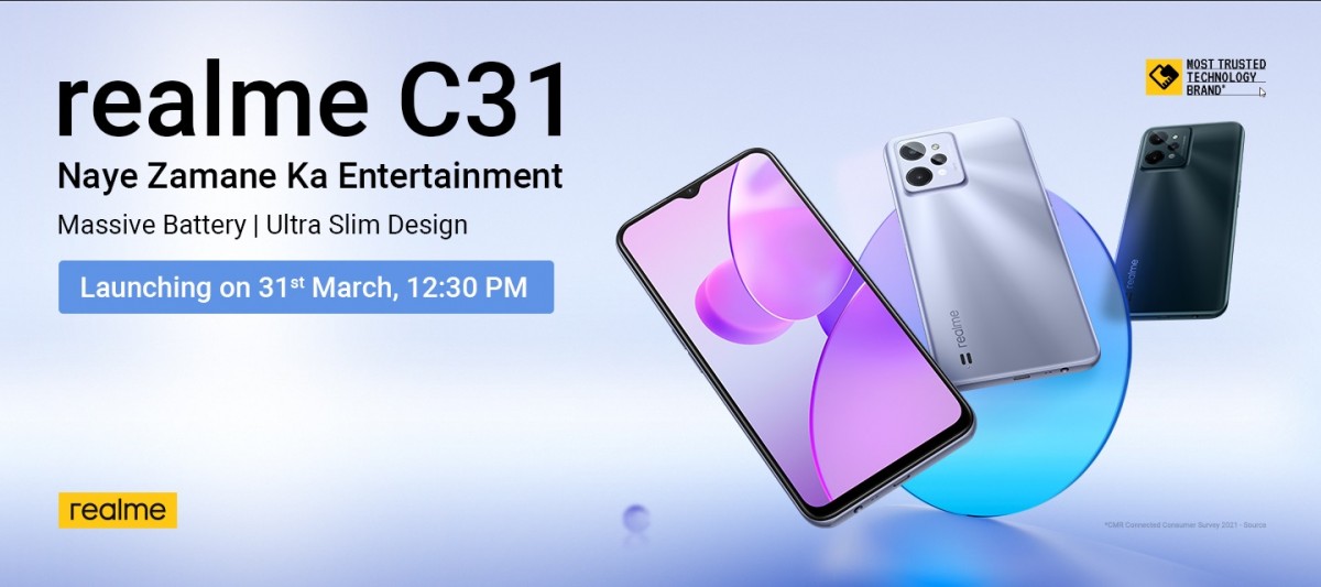 Le Realme C31 annoncé avec un écran de 6,5'' et une batterie de 5 000 mAh