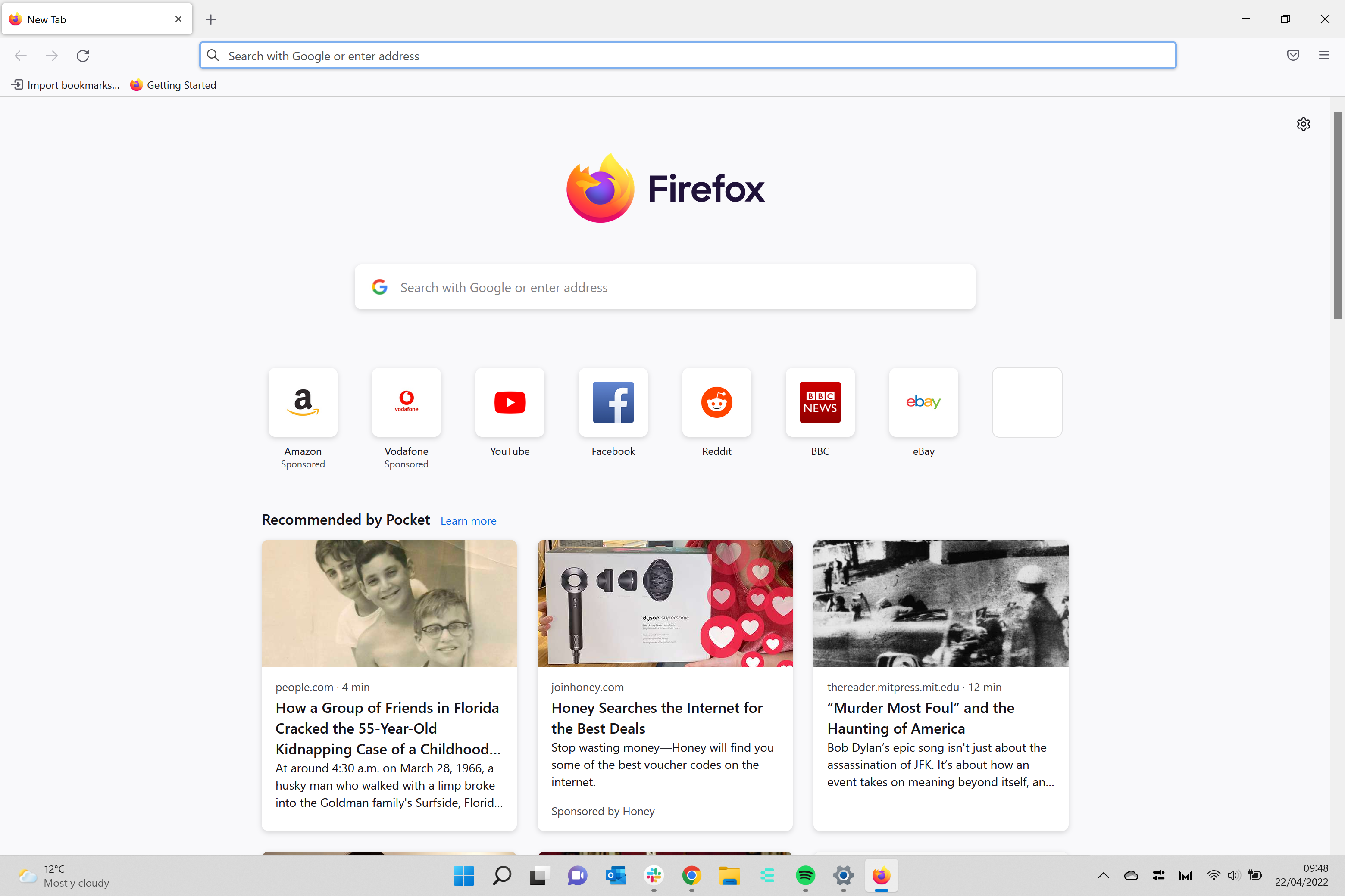 Ouvrez Firefox et accédez à la page de recherche