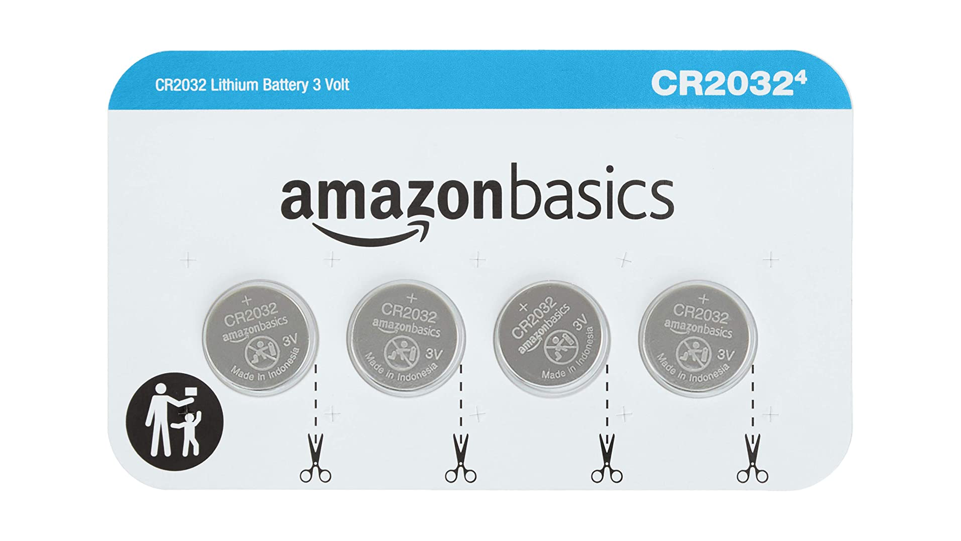 Un pack de 4 piles Amazon Basics CR2032