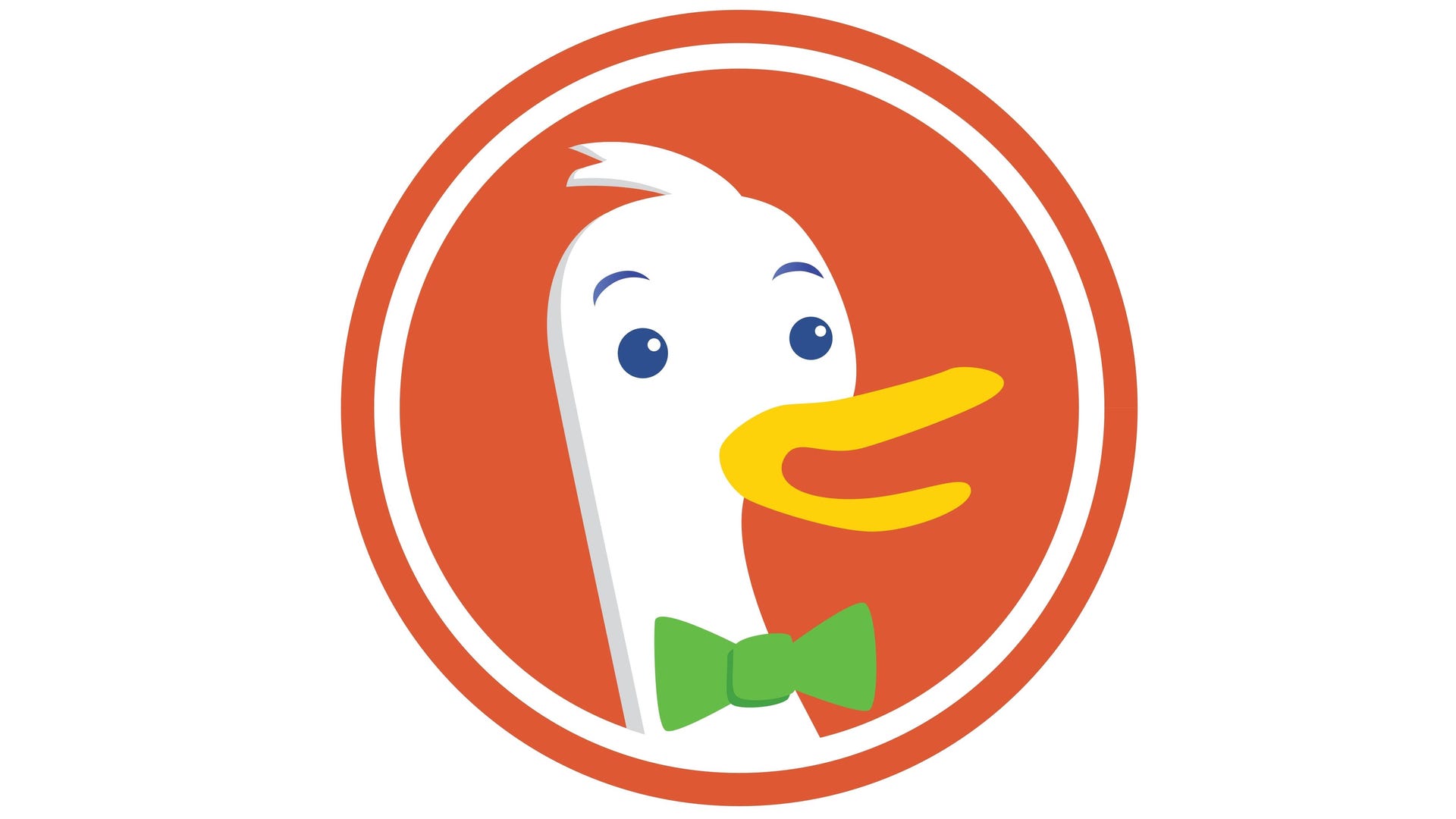 Le logo de DuckDuckGo sur un fond blanc